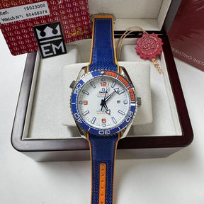 Omega Seamaster Planet Ocean “Co-Axial Chronometer” – Blue/Orange | White Dial