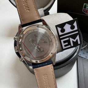 TAG Heuer Carrera Chronograph – Silver & Blue | Leather Strap